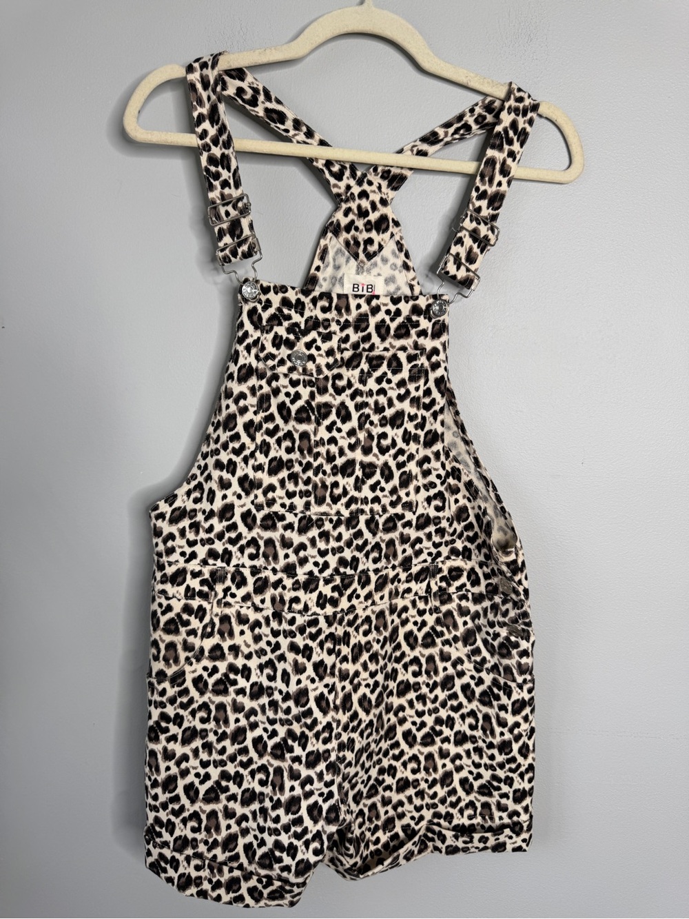 BiBi Leopard Print Shortalls - Black & Cream